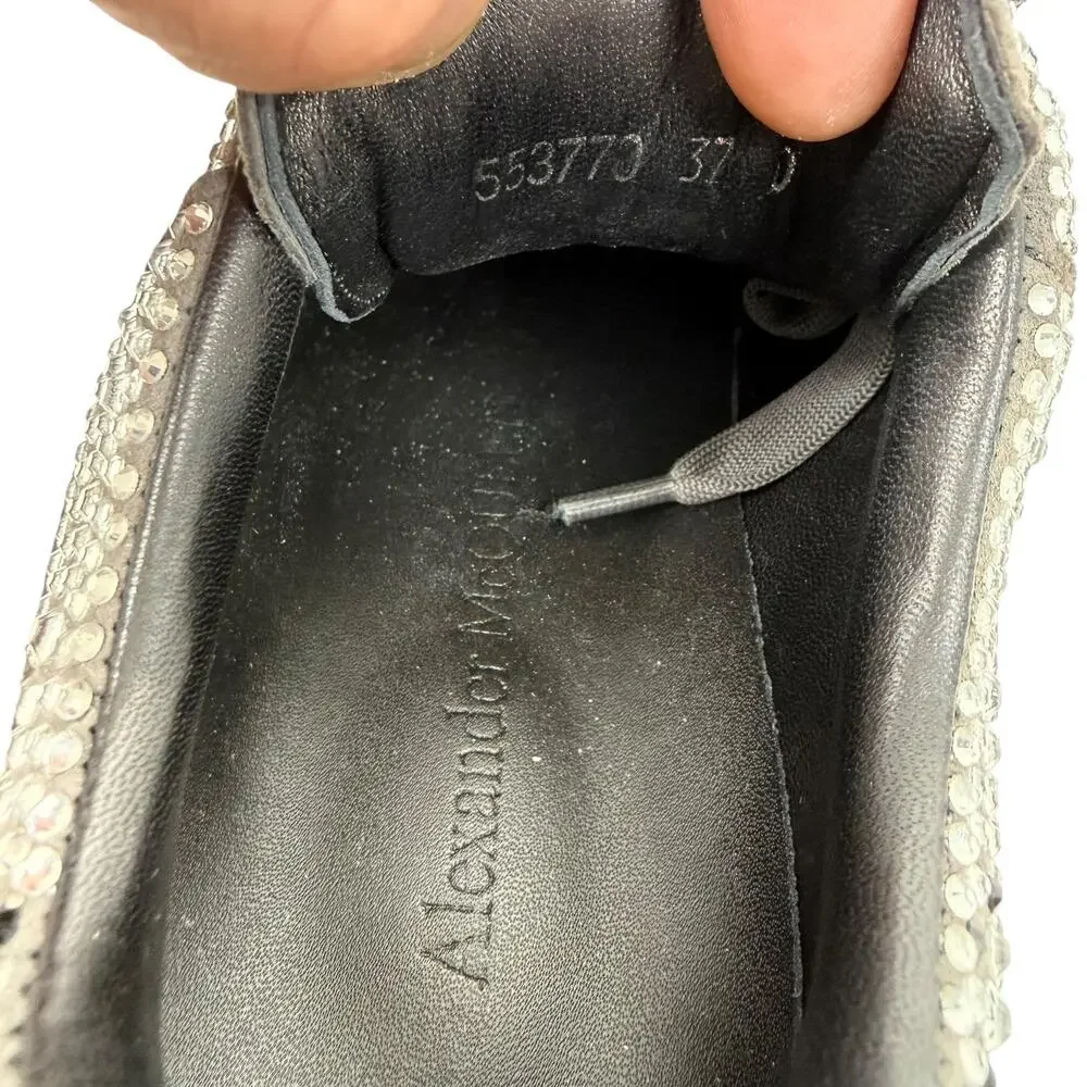 Alexander Mcqueen Crystal Embellished Oversized Sneakers Gray Size 37